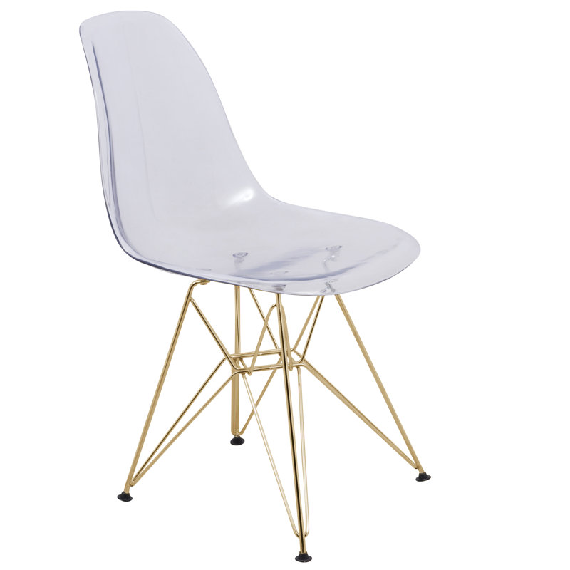 Orren Ellis Alethia Modern Plastic Dining Side Chair with Gold Eiffel Base Reviews Wayfair